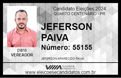 Candidato JEFERSON PAIVA 2024 - QUARTO CENTENÁRIO - Eleições