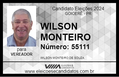 Candidato WILSON MONTEIRO 2024 - GOIOERÊ - Eleições