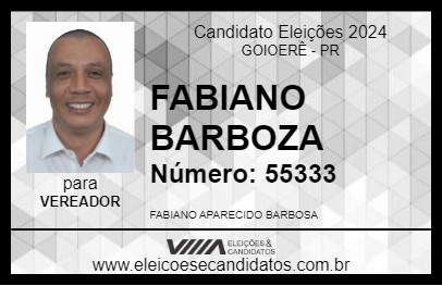 Candidato FABIANO BARBOZA 2024 - GOIOERÊ - Eleições