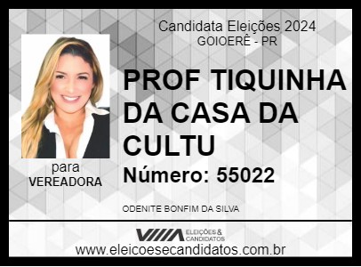 Candidato PROF TIQUINHA DA CULTURA 2024 - GOIOERÊ - Eleições