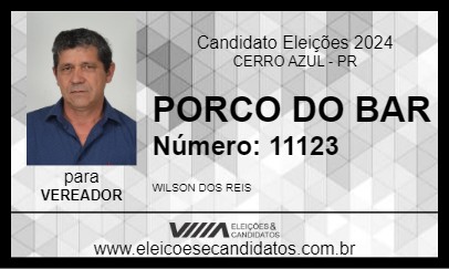 Candidato PORCO DO BAR 2024 - CERRO AZUL - Eleições