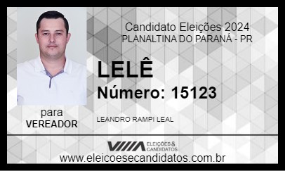 Candidato LELÊ 2024 - PLANALTINA DO PARANÁ - Eleições