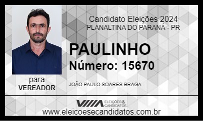 Candidato PAULINHO 2024 - PLANALTINA DO PARANÁ - Eleições