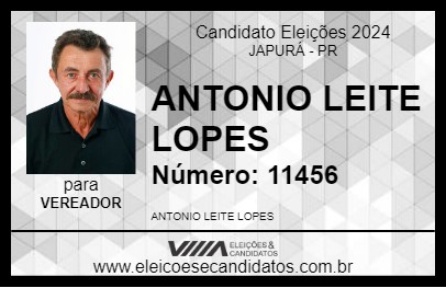 Candidato ANTONIO LEITE LOPES 2024 - JAPURÁ - Eleições