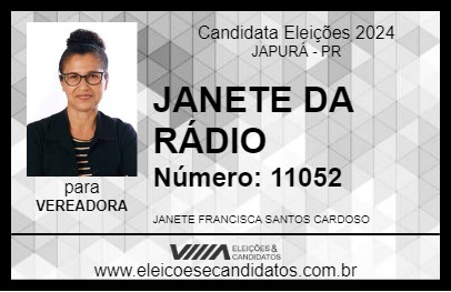 Candidato JANETE DA RÁDIO 2024 - JAPURÁ - Eleições