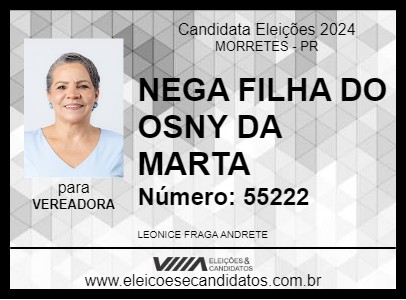 Candidato NEGA FILHA DO OSNY DA MARTA 2024 - MORRETES - Eleições