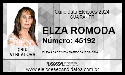 Candidato ELZA ROMODA 2024 - GUAÍRA - Eleições