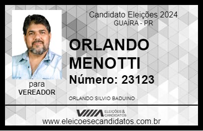 Candidato ORLANDO MENOTTI 2024 - GUAÍRA - Eleições