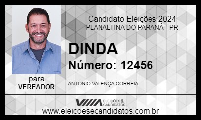 Candidato DINDA 2024 - PLANALTINA DO PARANÁ - Eleições