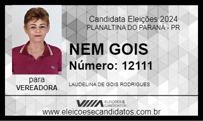 Candidato NEM GOIS  2024 - PLANALTINA DO PARANÁ - Eleições