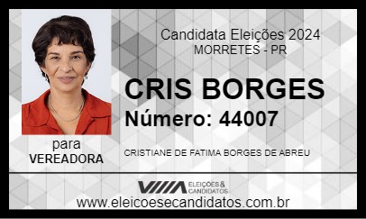 Candidato CRIS BORGES 2024 - MORRETES - Eleições