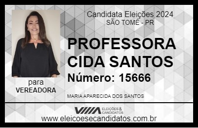 Candidato PROFESSORA CIDA SANTOS 2024 - SÃO TOMÉ - Eleições