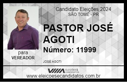 Candidato PASTOR JOSÉ AGOTI 2024 - SÃO TOMÉ - Eleições