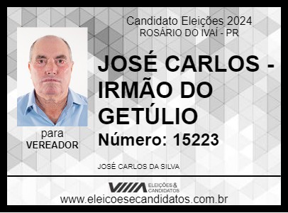 Candidato JOSÉ CARLOS - IRMÃO DO GETÚLIO 2024 - ROSÁRIO DO IVAÍ - Eleições