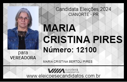 Candidato MARIA CRISTINA PIRES 2024 - CIANORTE - Eleições