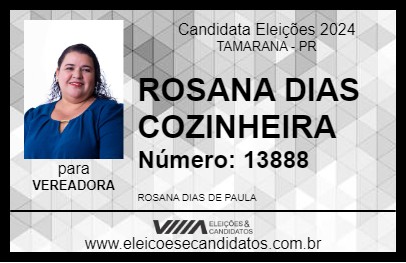 Candidato ROSANA DIAS COZINHEIRA  2024 - TAMARANA - Eleições