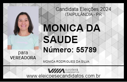 Candidato MONICA DA SAUDE 2024 - ITAIPULÂNDIA - Eleições