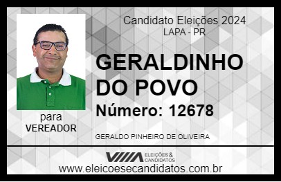 Candidato GERALDINHO DO POVO 2024 - LAPA - Eleições