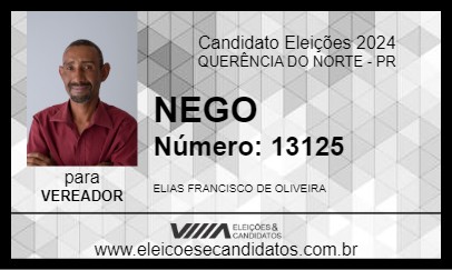 Candidato NEGO 2024 - QUERÊNCIA DO NORTE - Eleições