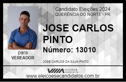 Candidato JOSE CARLOS PINTO 2024 - QUERÊNCIA DO NORTE - Eleições