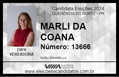 Candidato MARLI DA COANA 2024 - QUERÊNCIA DO NORTE - Eleições