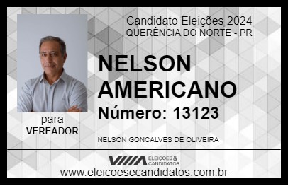 Candidato NELSON AMERICANO 2024 - QUERÊNCIA DO NORTE - Eleições