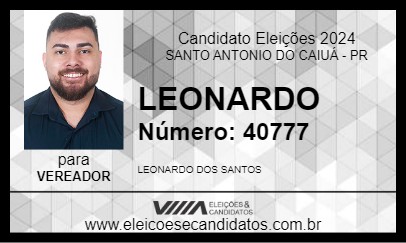 Candidato LEONARDO 2024 - SANTO ANTONIO DO CAIUÁ - Eleições