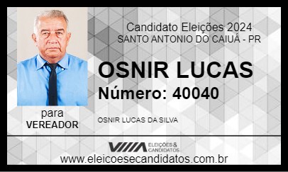 Candidato OSNIR LUCAS 2024 - SANTO ANTONIO DO CAIUÁ - Eleições