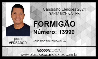 Candidato FORMIGÃO 2024 - SANTA MÔNICA - Eleições