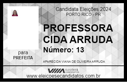 Candidato PROFESSORA CIDA ARRUDA 2024 - PORTO RICO - Eleições