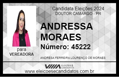 Candidato ANDRESA MORAES 2024 - DOUTOR CAMARGO - Eleições