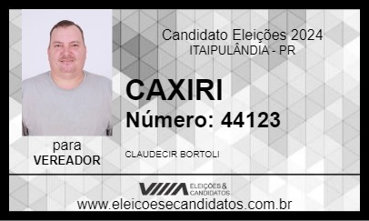 Candidato CAXIRI 2024 - ITAIPULÂNDIA - Eleições