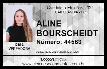 Candidato ALINE BOURSCHEIDT 2024 - ITAIPULÂNDIA - Eleições