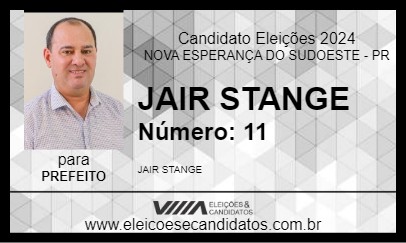 Candidato JAIR STANGE 2024 - NOVA ESPERANÇA DO SUDOESTE - Eleições