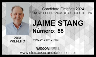 Candidato JAIME STANG 2024 - NOVA ESPERANÇA DO SUDOESTE - Eleições