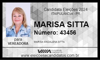 Candidato MARISA SITTA 2024 - ITAIPULÂNDIA - Eleições