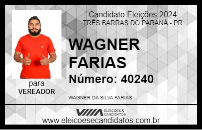 Candidato WAGNER FARIAS 2024 - TRÊS BARRAS DO PARANÁ - Eleições