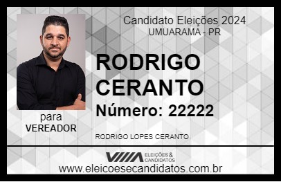 Candidato RODRIGO CERANTO 2024 - UMUARAMA - Eleições