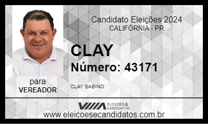 Candidato CLAY 2024 - CALIFÓRNIA - Eleições