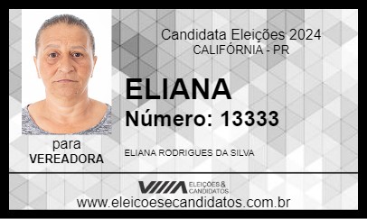 Candidato ELIANA 2024 - CALIFÓRNIA - Eleições