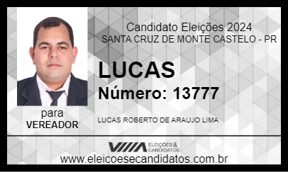 Candidato LUCAS 2024 - SANTA CRUZ DE MONTE CASTELO - Eleições