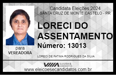 Candidato LORECI DO ASSENTAMENTO 2024 - SANTA CRUZ DE MONTE CASTELO - Eleições