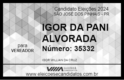 Candidato IGOR DA PANI ALVORADA 2024 - SÃO JOSÉ DOS PINHAIS - Eleições