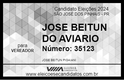 Candidato JOSE BEITUN DO AVIARIO 2024 - SÃO JOSÉ DOS PINHAIS - Eleições