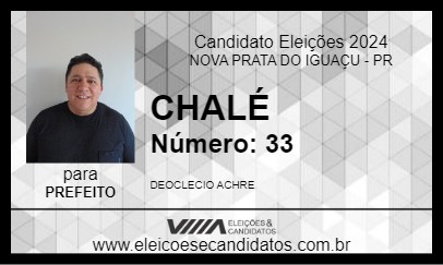 Candidato CHALÉ 2024 - NOVA PRATA DO IGUAÇU - Eleições