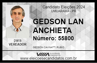 Candidato GEDSON LAN ANCHIETA 2024 - UMUARAMA - Eleições