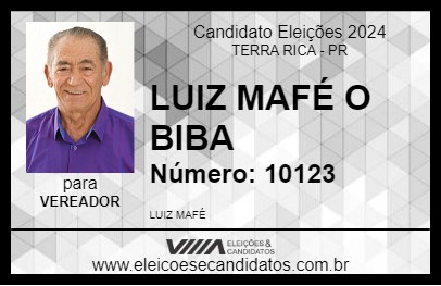 Candidato LUIZ MAFÉ O BIBA 2024 - TERRA RICA - Eleições