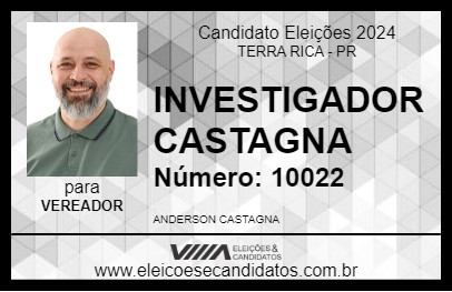 Candidato INVESTIGADOR CASTAGNA 2024 - TERRA RICA - Eleições