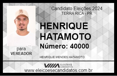 Candidato HENRIQUE HATAMOTO 2024 - TERRA RICA - Eleições