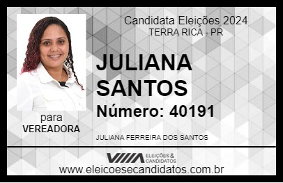 Candidato JULIANA SANTOS 2024 - TERRA RICA - Eleições